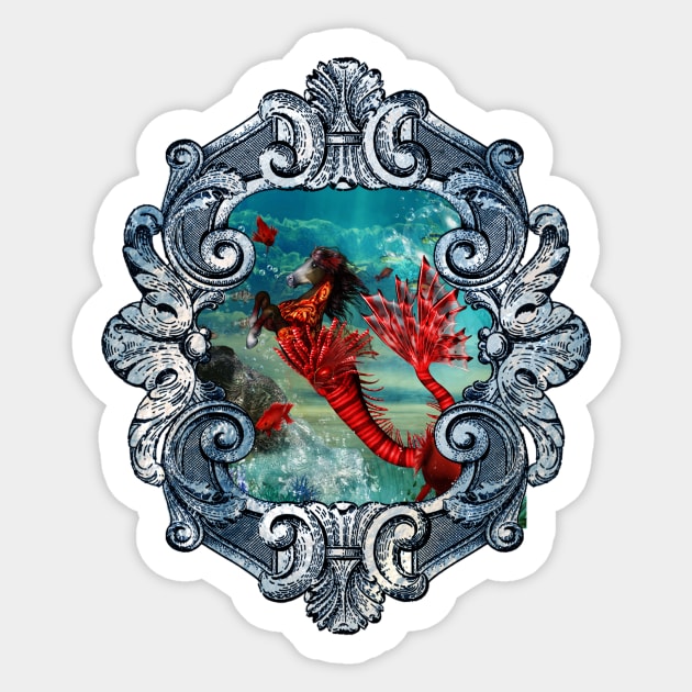 Wonderful seahorse with skulls in the deep ocean Sticker by Nicky2342